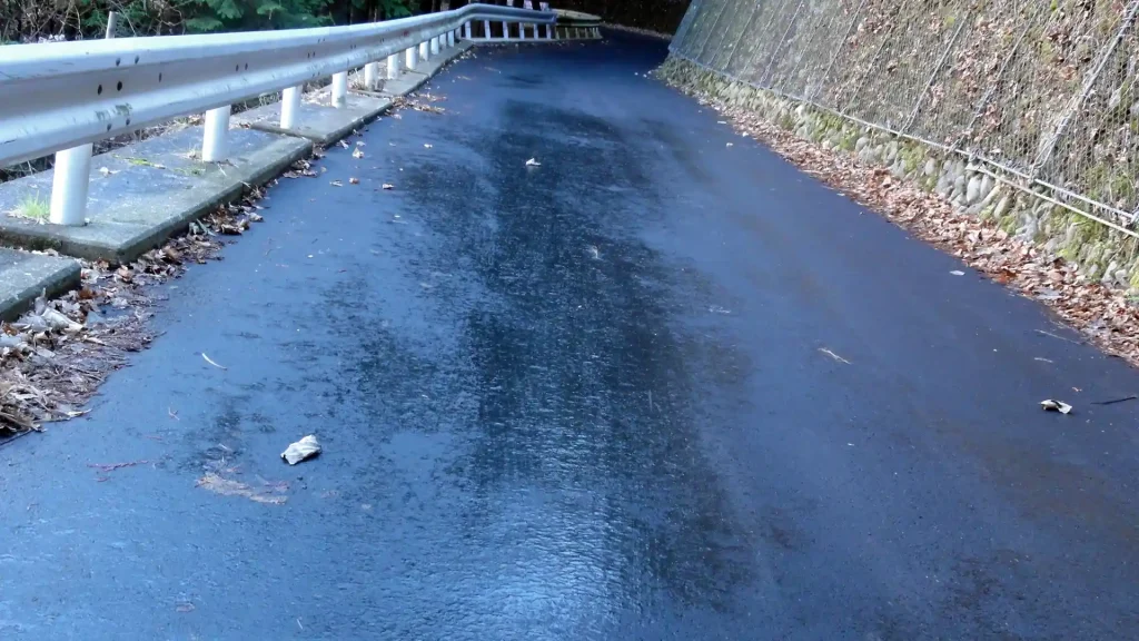 路面は凍結していた